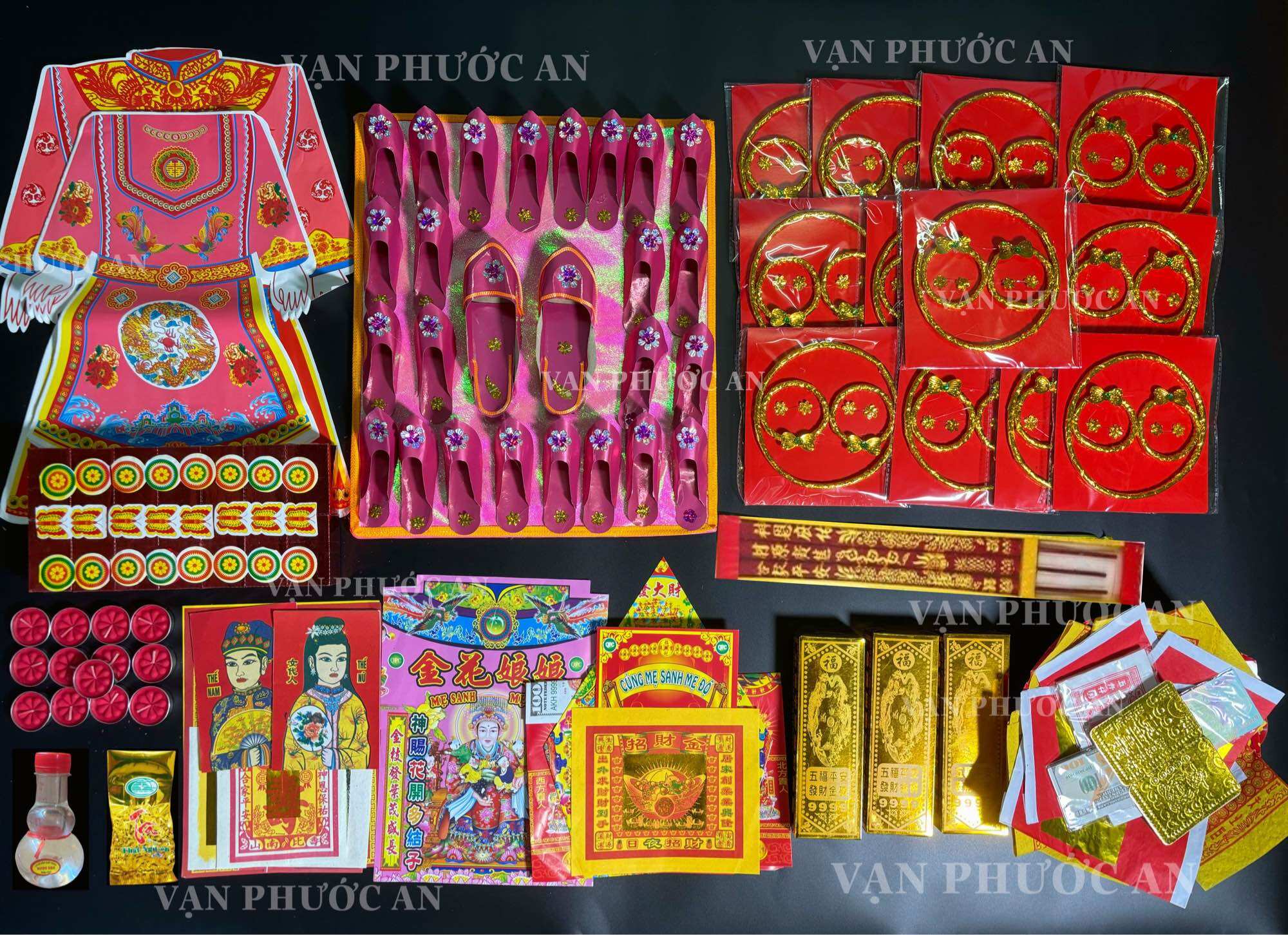 Bộ giấy cúng thôi nôi/ đầy tháng bé gái tone màu hồng xinh xắn, đáng yêu