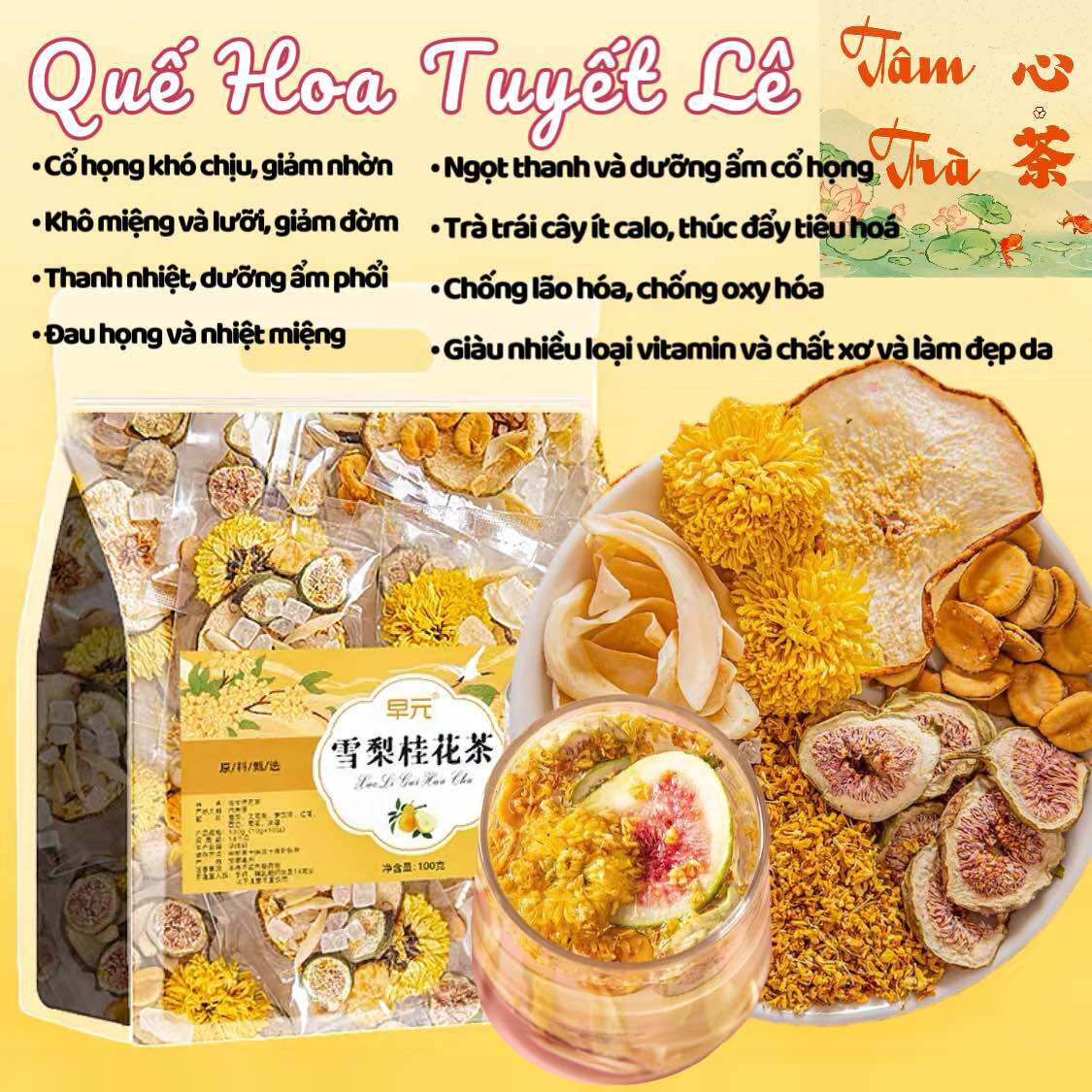 🌼 trà quế hoa tuyết lê - trà thảo mộc 🍐túi 10 gói