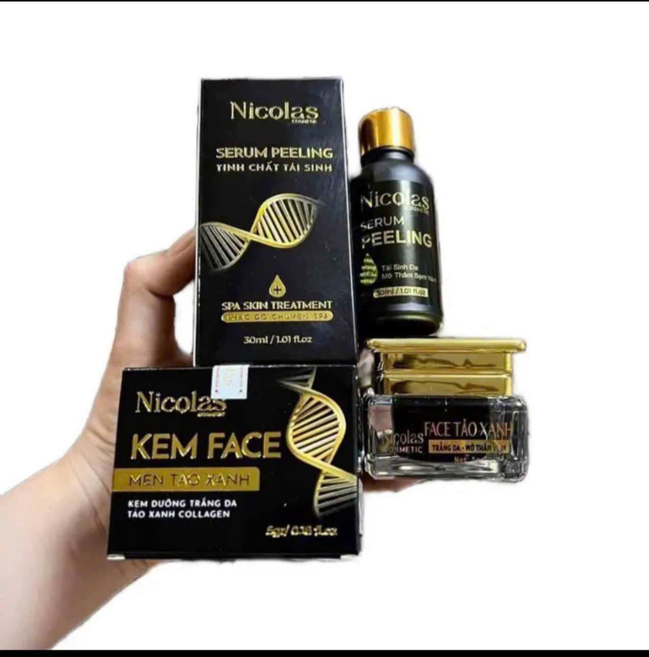 [ Chính Hãng] Combo Kem Face Men Tảo Xanh 5gr Và Tinh Chất Peeling NicoLas]