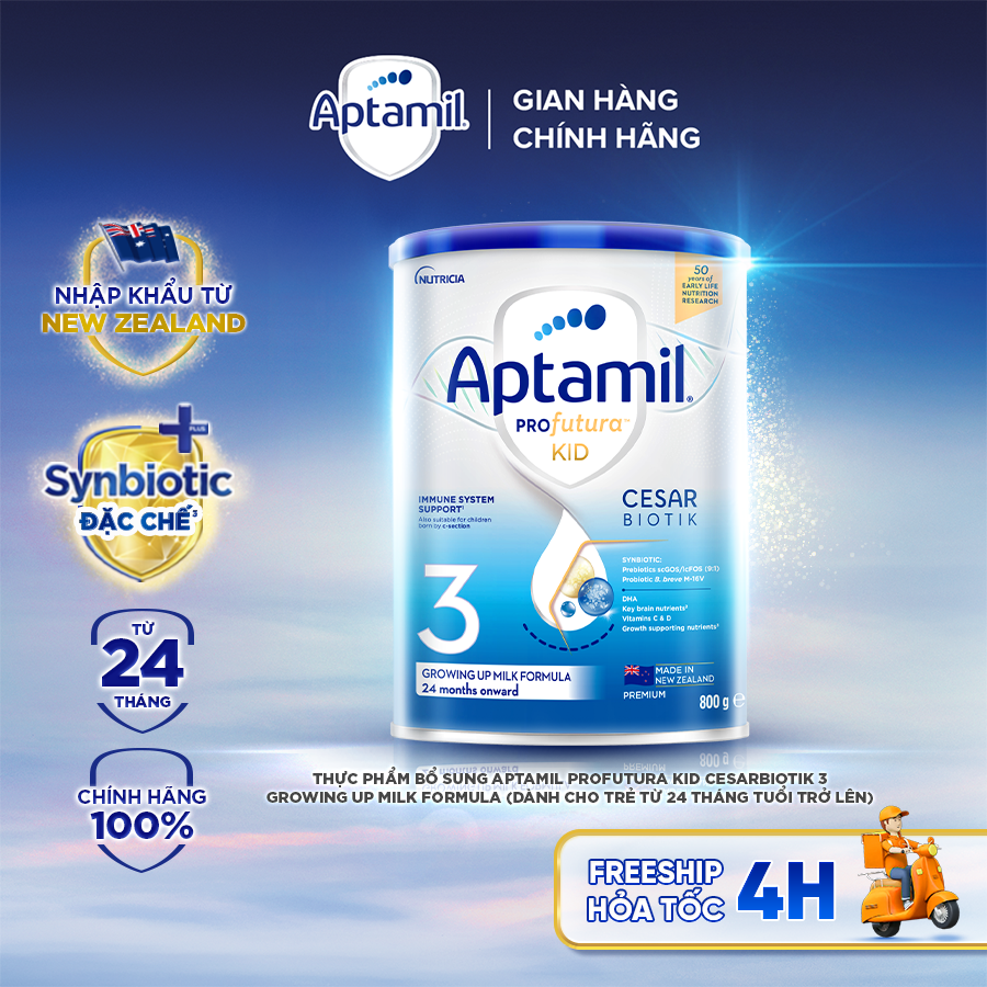 [MUA LÀ CÓ QUÀ] Sữa bột Aptamil Profutura Kid Cesarbiotik New Zealand số 3 - Synbiotic độc quyền dành cho bé từ 2 đến 6 tuổi