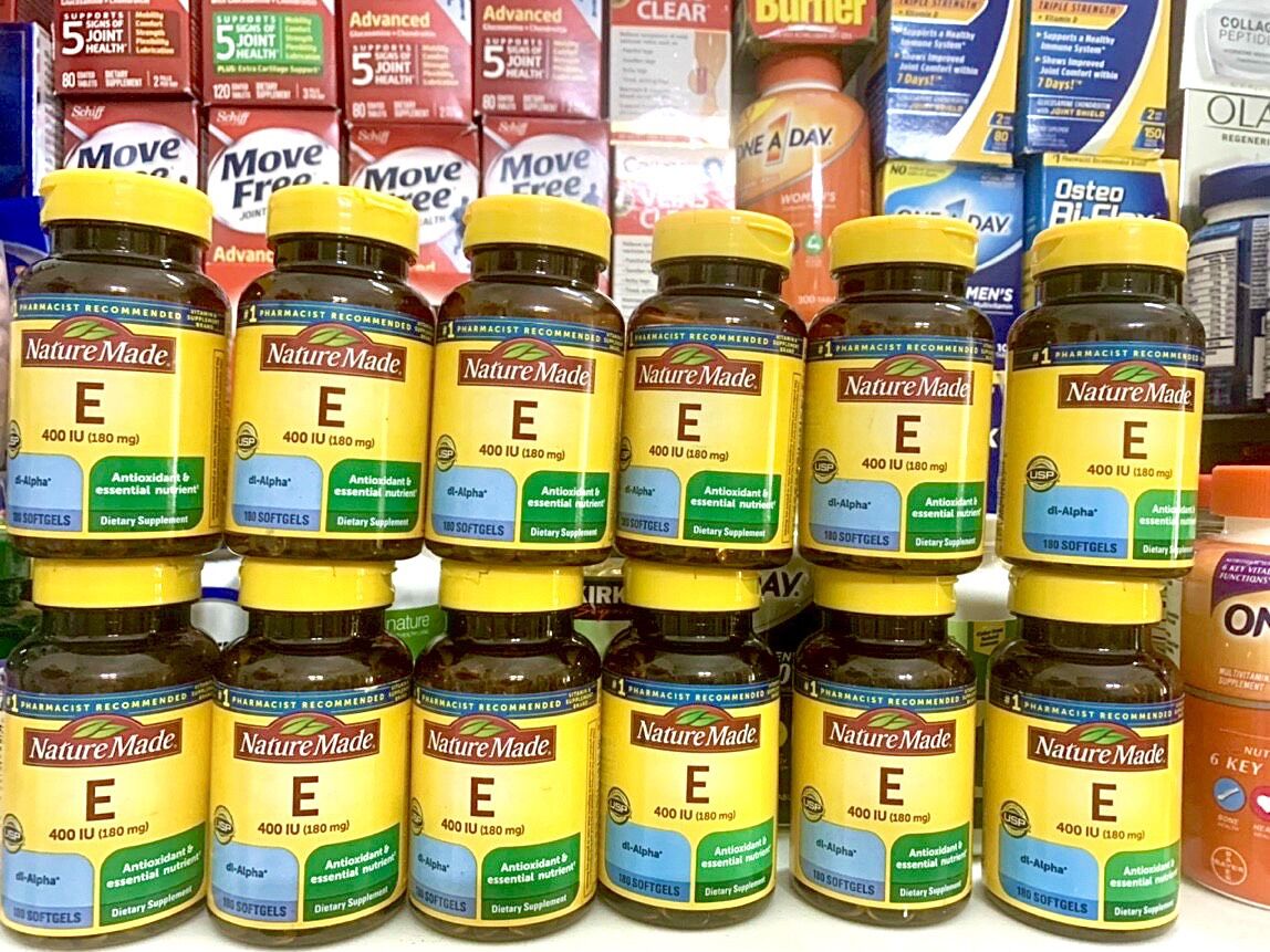 [HÀNG MỸ] Viên uống Vitamin E Nature Made Vitamin E 400IU & 1000IU (60v,180v,300v)