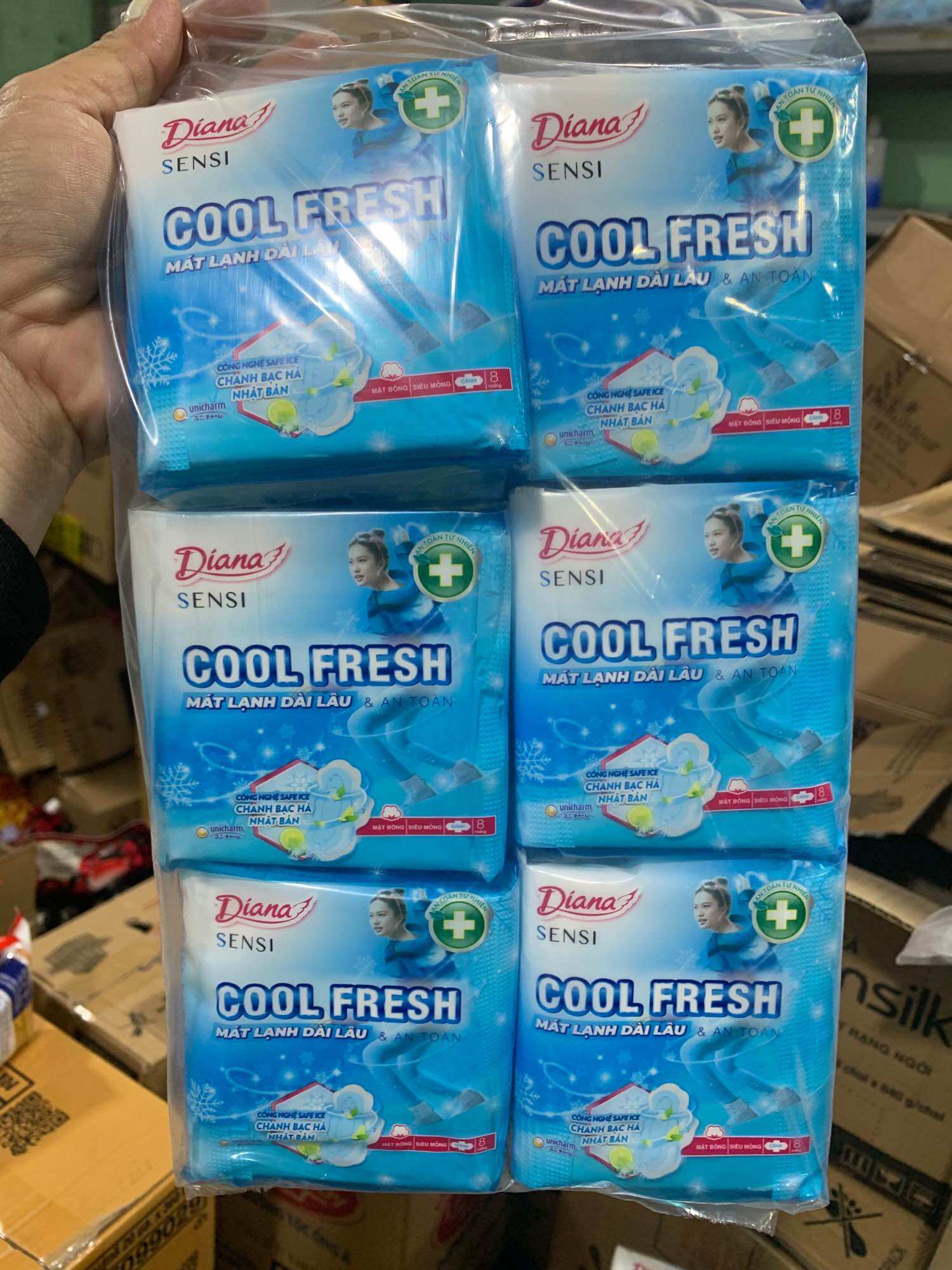 Combo 6 gói băng vệ sinh Diana sensicool 8 miếng/ gói