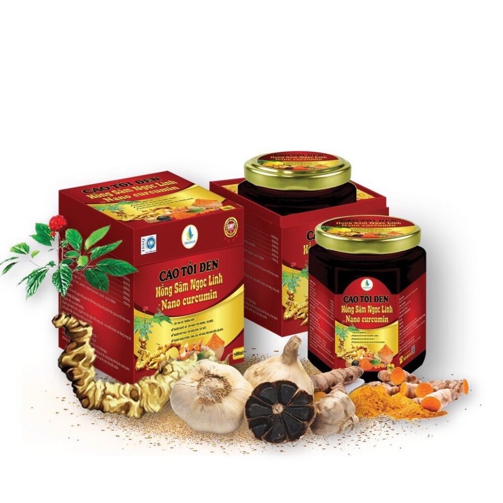 Cao tỏi đen hồng sâm ngọc linh nano curcumin hộp 500gr