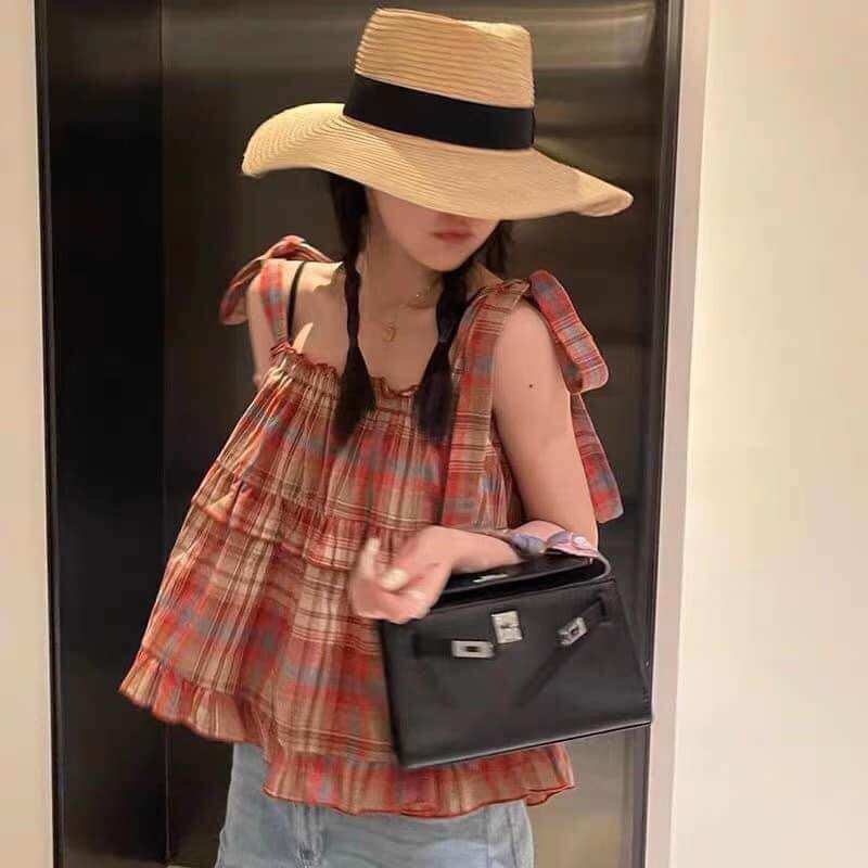 Áo hai dây babydoll chất kẻ thô