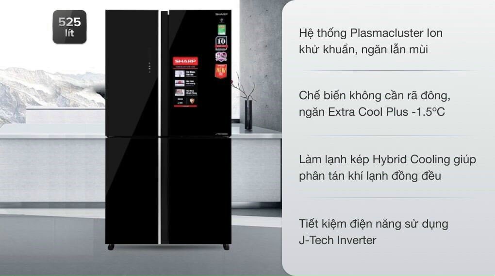 Giá bán Tủ lạnh Sharp inverter 525 lít SJ-FXP600VG-BK. Hàng mẫu trưng bày