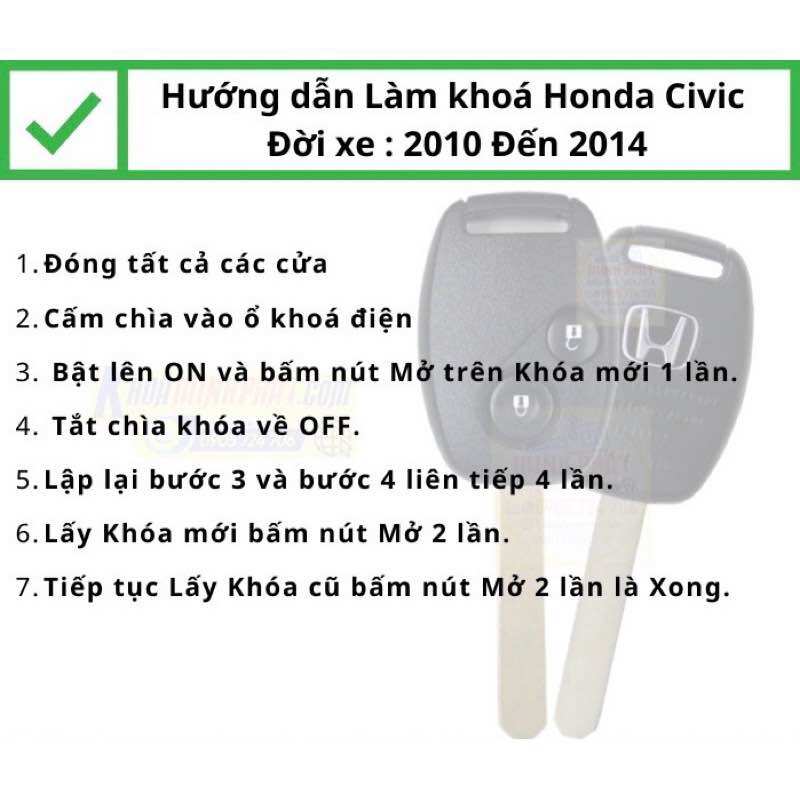Remote Honda Civic 2008-2014 có sẵn mạch remote