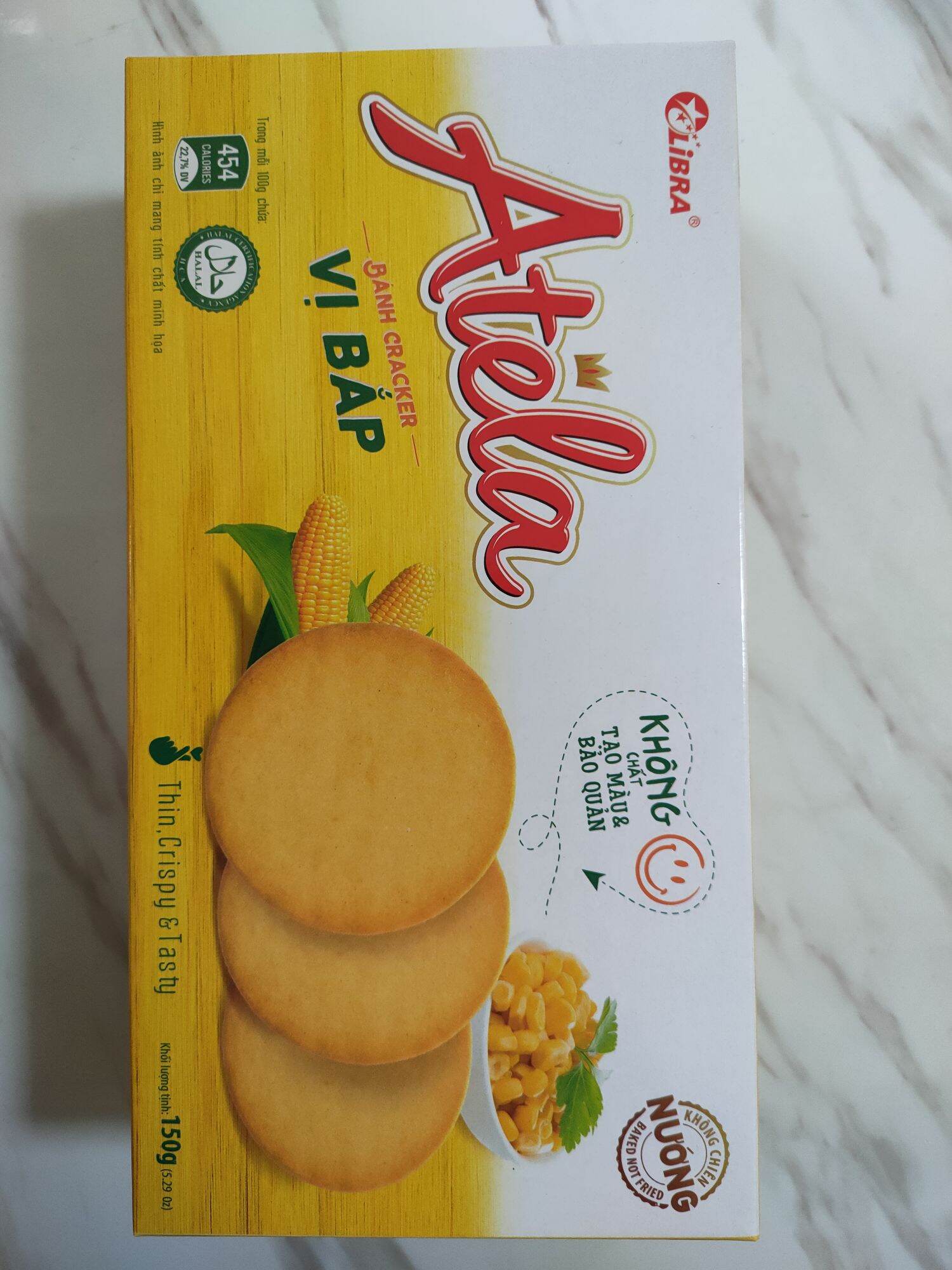 Bánh cracker vị bắp atela 150gr
