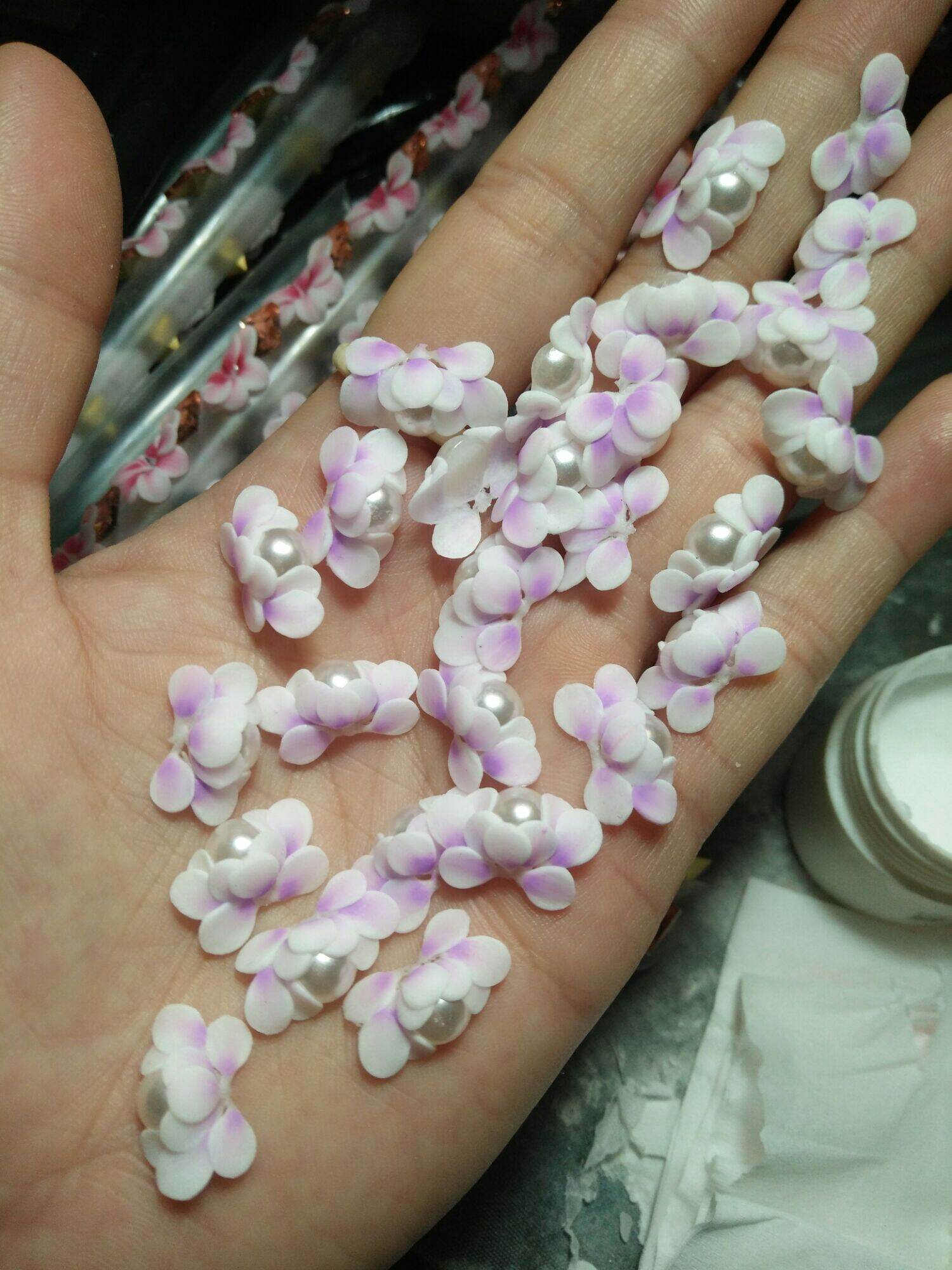 Hoa bột nail cúc nửa ôm trai set 10 bông