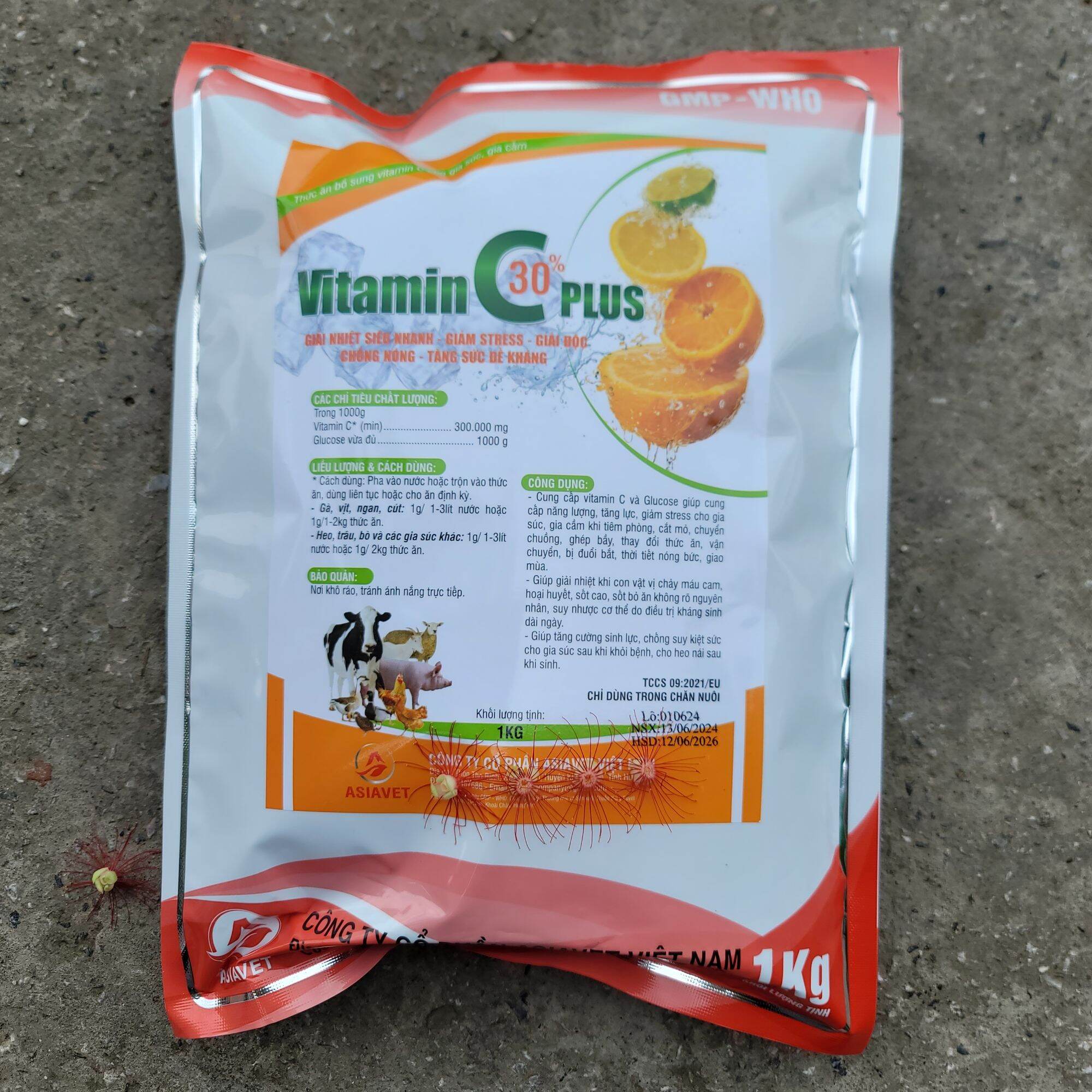 Gói Vitamin C Plus 1kg Bổ sung vitamin C 300g giúp tăng sức đề kháng,thức ăn aen bổ sung cho chim và thú cưng