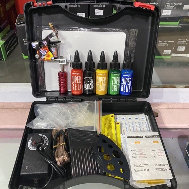 Combo 1 máy xăm kèm 5 mực xăm lên da 899k