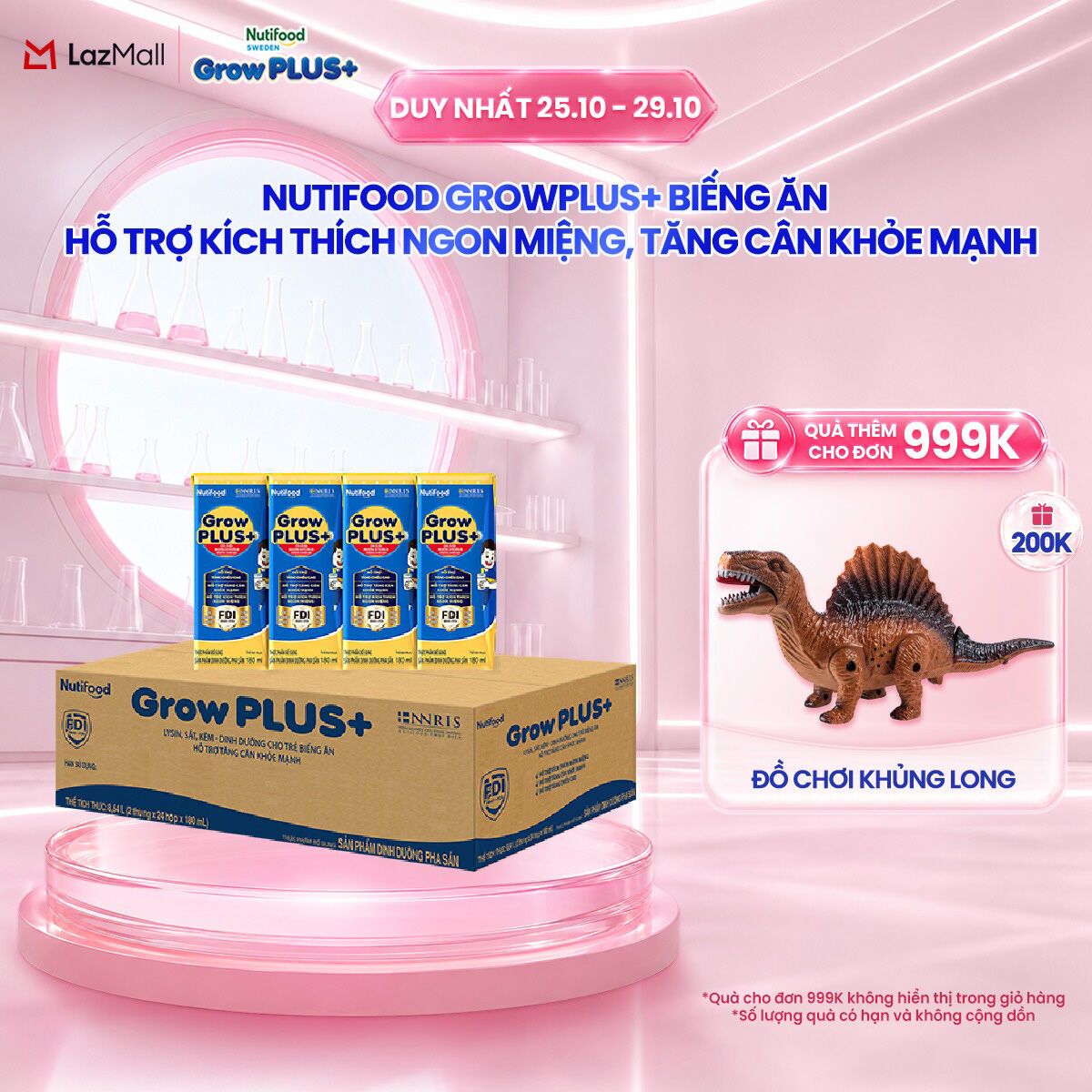 Thùng Sữa Bột Pha Sẵn Nutifood GrowPLUS+ Biếng Ăn 180ml - Hỗ Trợ Kích Thích Ngon Miệng, Tăng Cân Khỏe Mạnh - Trên 2 Tuổi (48 Hộp x 180ml)