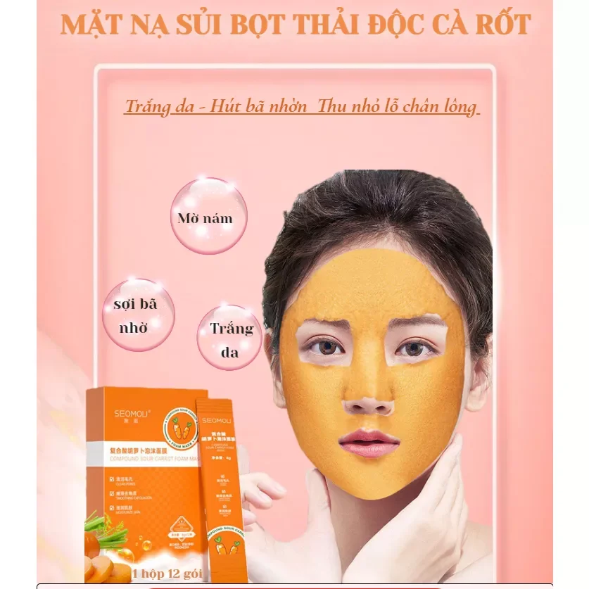 Mặt nạ sủi bọt cà rốt sạch da giảm mụn đầu đen