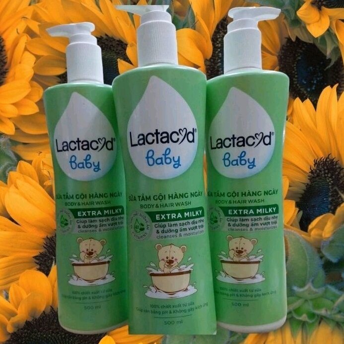 Sữa tắm gội cho bé lactacyd baby extra milky lớn 500ml