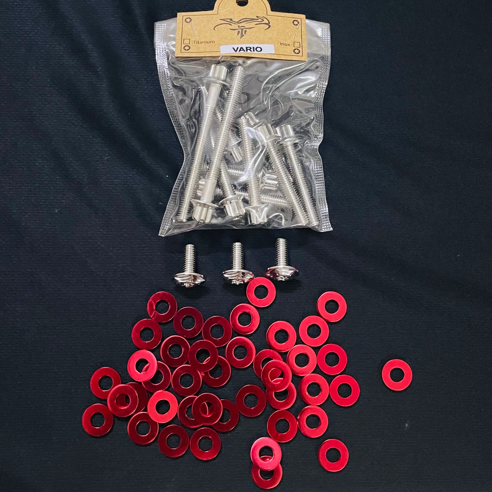 Combo 13 ốc salaya gắn full lốc nồi vario , click tặng kèm lông đền đỏ kitaco siêu sáng đẹp