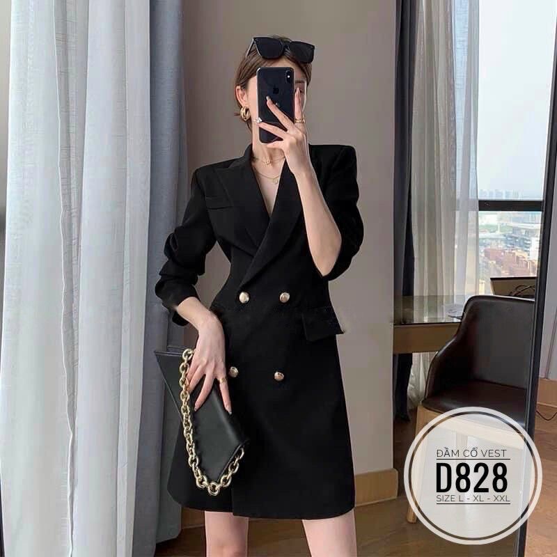 60-90kg Bigsize ĐẦM CỔ VEST D828