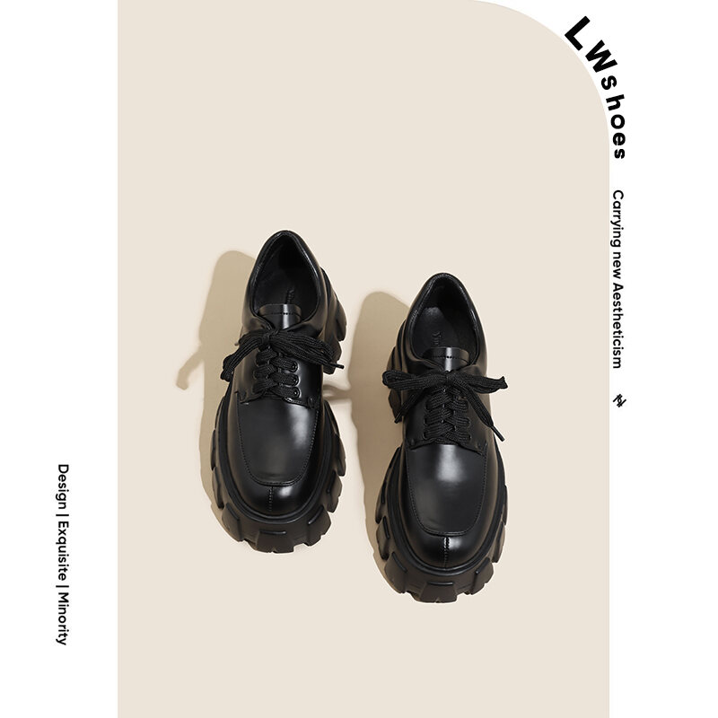 Liu Wen Với Phong Cách Anh Đen Giày Nữ Nhung JK Giày Mùa Thu Và Mùa Đông Dày Bánh Giày Đế Thô Với Giày thumbnail