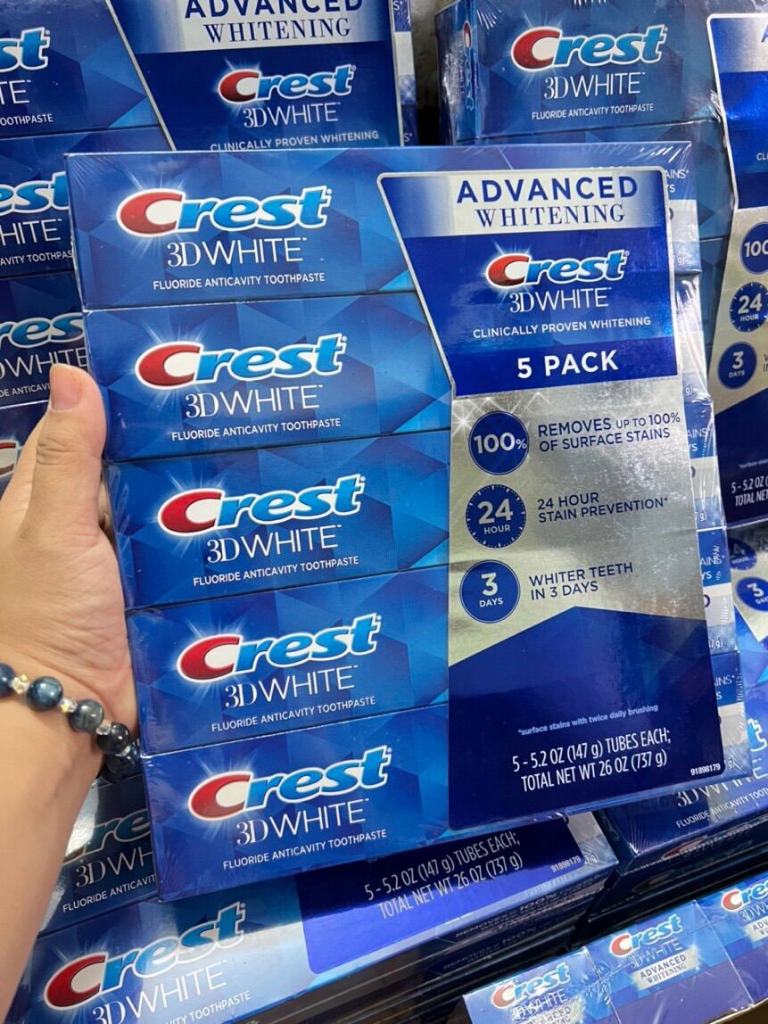 Combo 5 hộp kem đánh răng crest 3d white -mỹ