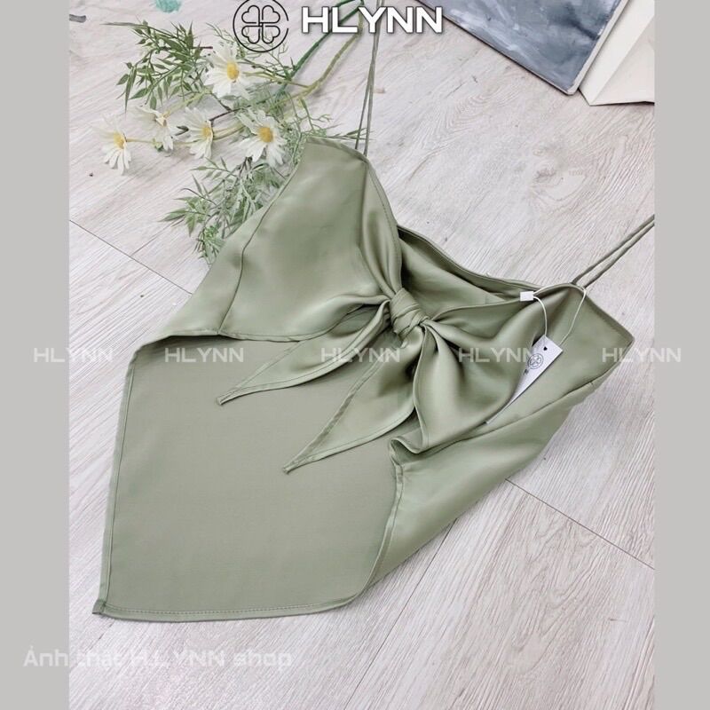 M129 Áo lụa hai dây vạt khăn buộc nơ có mút ngực
