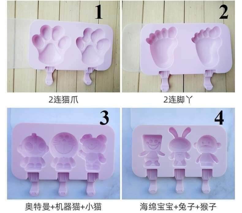 set 3 khuôn làm kem silicon