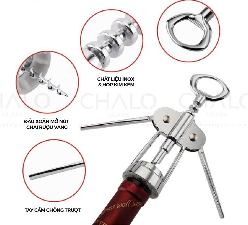 Dụng Cụ Khui Rượu Vang Đa Năng  Inox