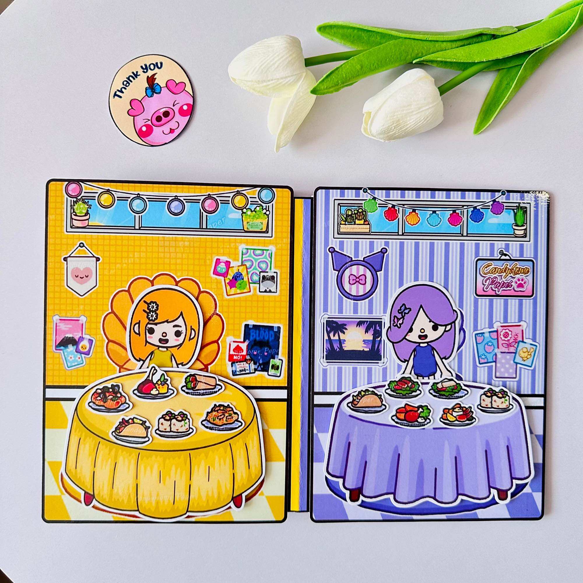 Ngôi nhà màu tím vàng của Tocaboca - Búp bê giấy