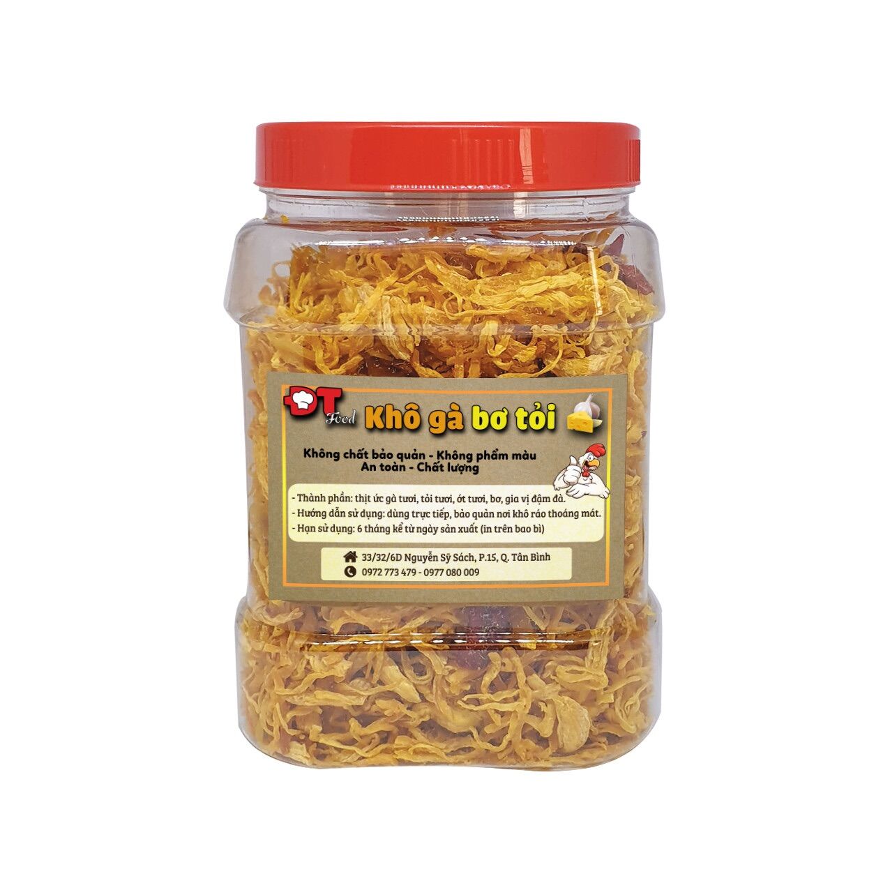 Khô Gà xé Bơ Tỏi DTFood cay siêu ngon 500gr