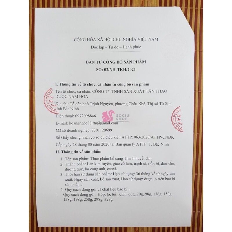 THANH HUYẾT ĐAN TKH
