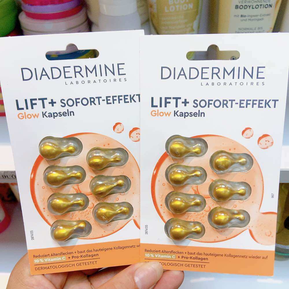 Viên nang dưỡng Da Collagen tươi làm trắng,chống lão hoá Diadermine Lift+ Sofort-Effekt - Vỉ 7 Viên