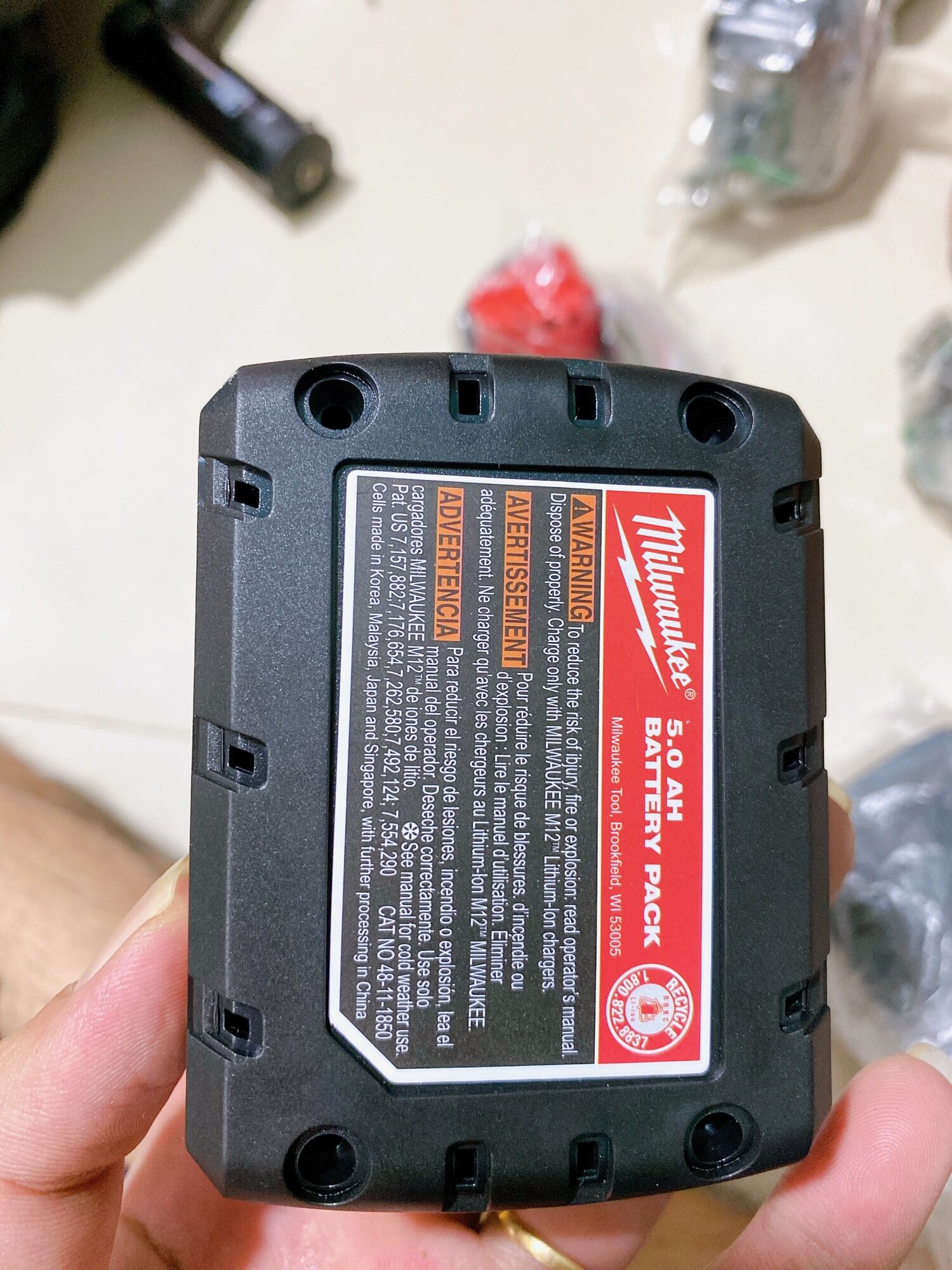 Pin đóng mới milwaukee 12v 5ah