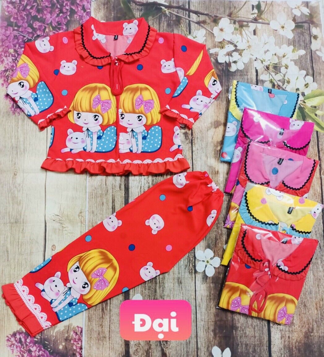 (HCM). BỘ TAY DÀI PIJAMA TIỂU THƯ CHO BÉ GÁI SIZE 20-38KG (NGẪU NHIÊN)