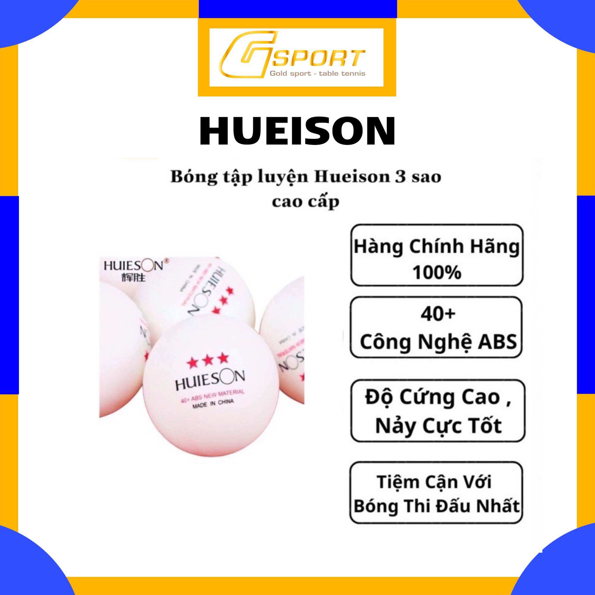 Quả bóng bàn tập luyện HUIESON 3 sao- chất lượng bóng bàn tập giá rẻ