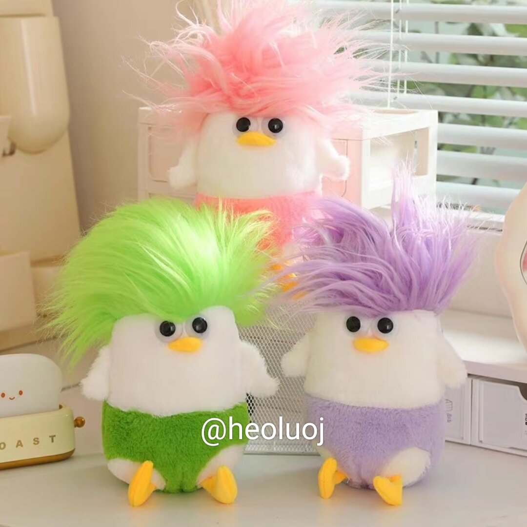 ❌ gấu bông 𝐂𝐀𝐎 𝐂𝐀̂́𝐏, combo 3gà có tóc 25cm