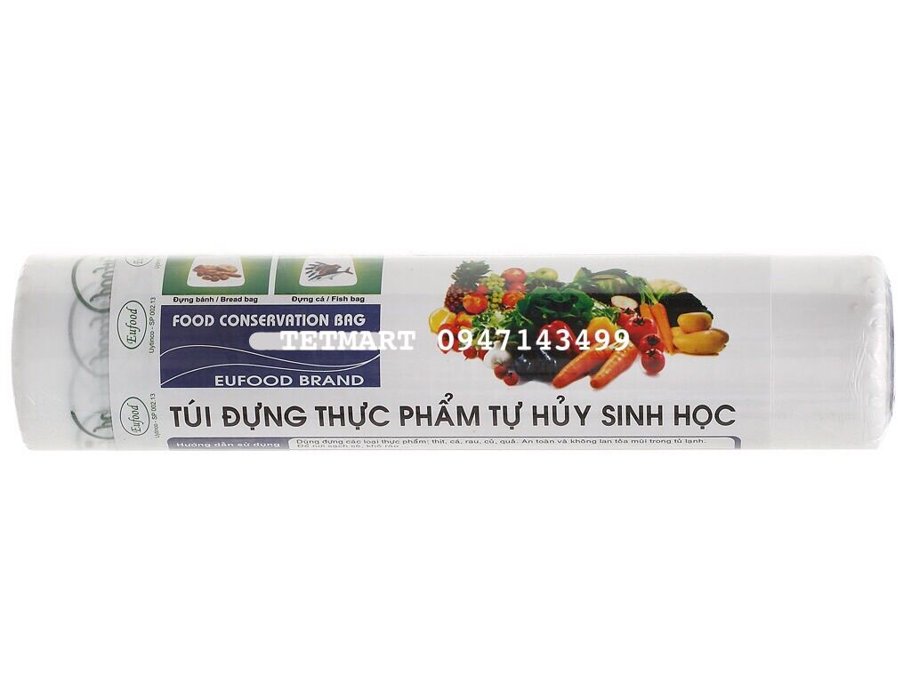 Túi đựng thực phẩm tự huỷ sinh học 24x32x100 cái EUfood