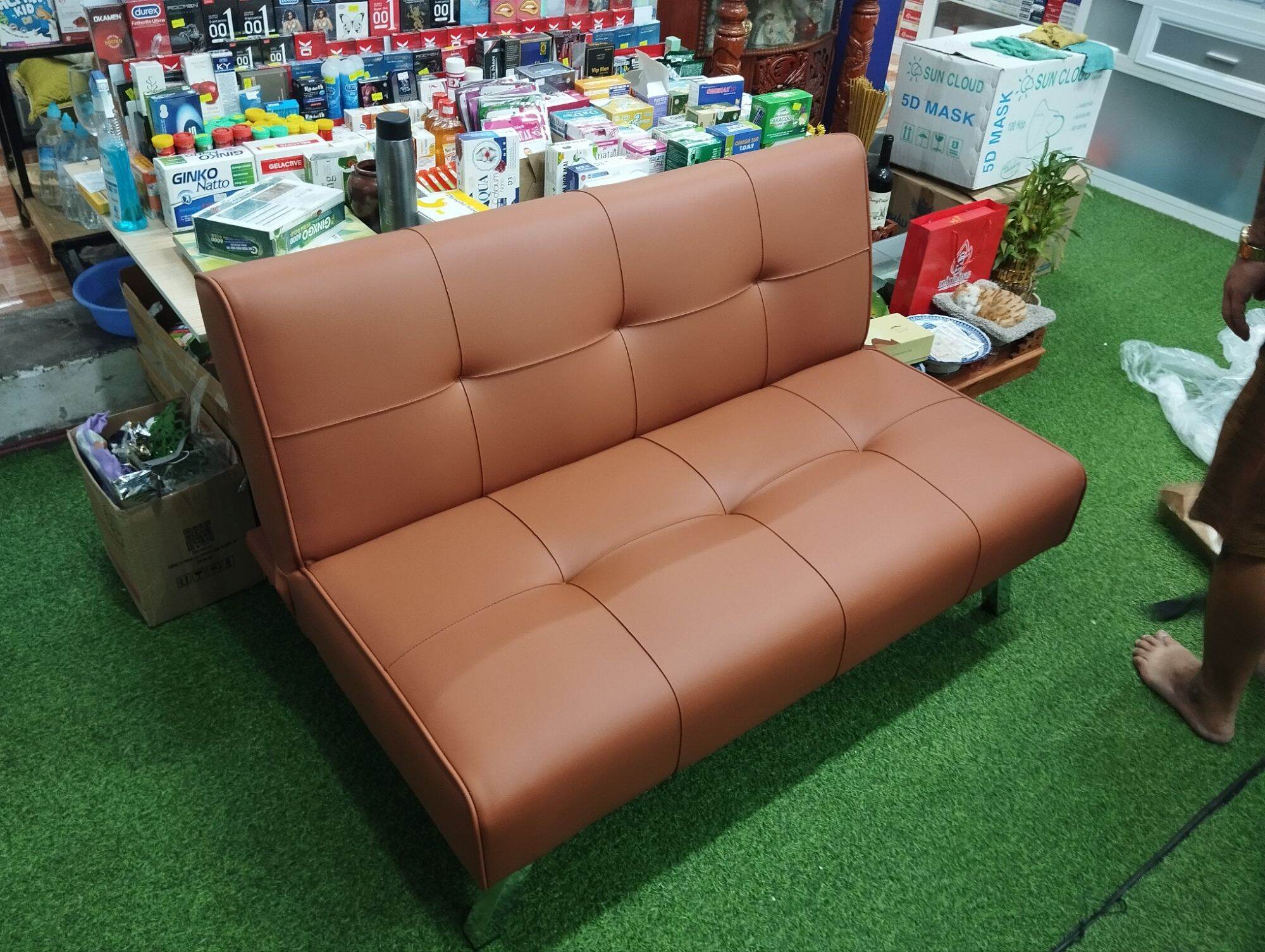 sofa bed 1m2 decor phòng nhỏ( sản phẩm chỉ bao gồm 1 ghế 1m2 ko kèm bàn và ghế đôn)