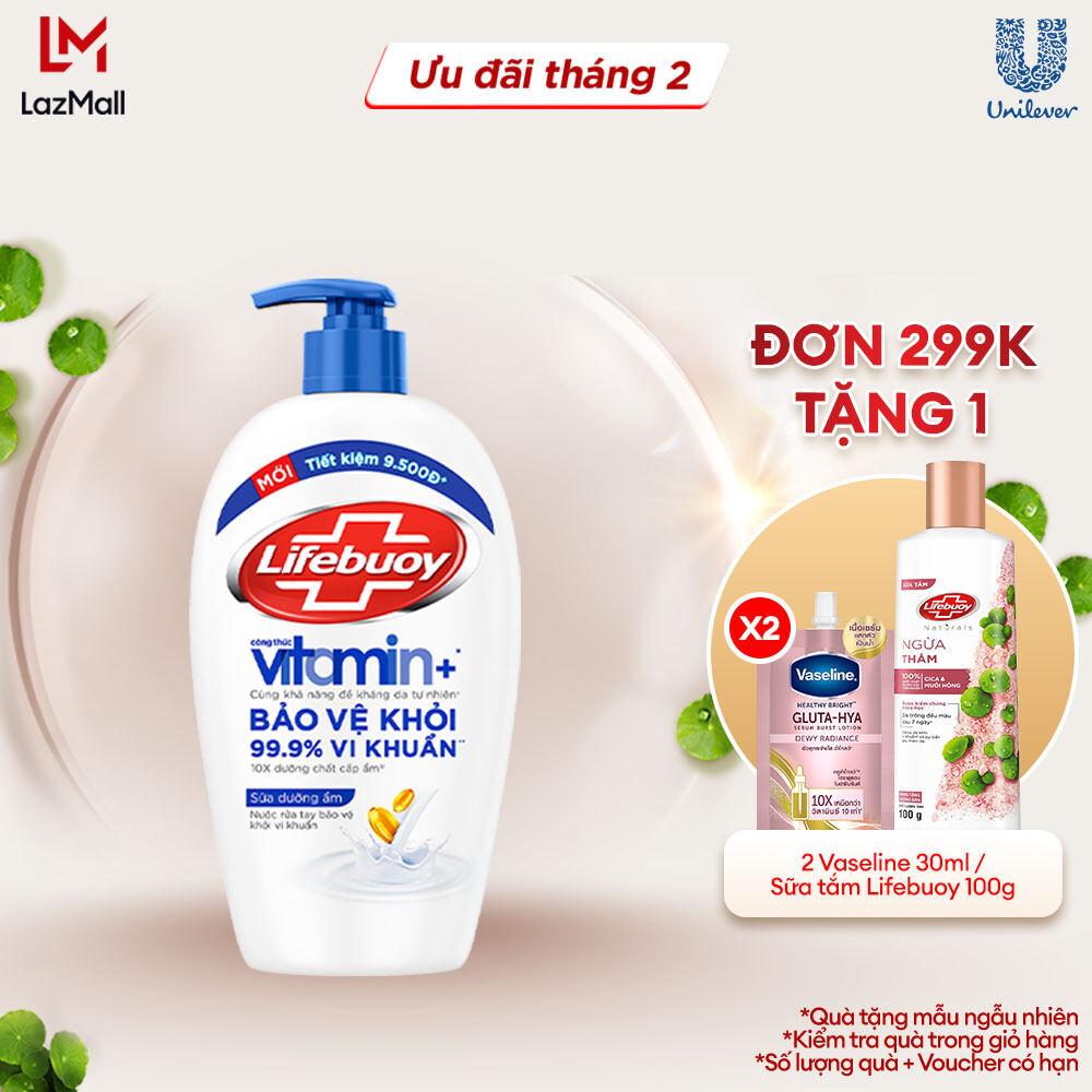 Nước Rửa Tay Lifebuoy Công thức Vitamin+ Sữa Dưỡng Ẩm Chai 450g