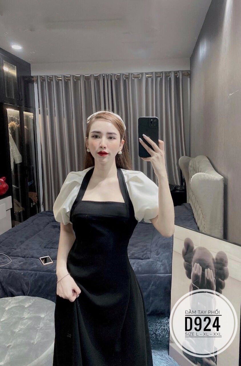 60-90kg Bigsize ĐẦM TAY PHỐI D924