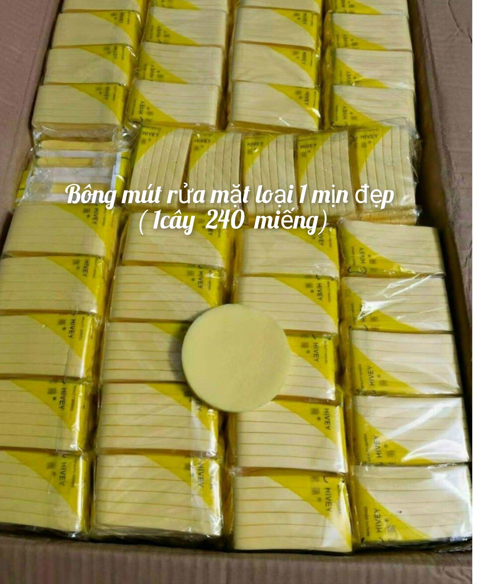 1cây 240 miếng bông mút bọt biển rửa mặt loại 1 mịn đẹp