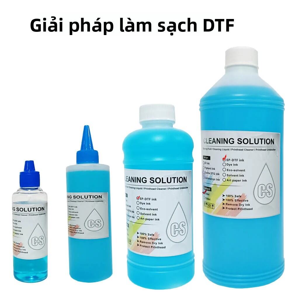 Dung Dịch Vệ Sinh Mực In DTF Cho Máy In Epson DX4 DX5 DX7 L1800 L805 L800 1390 I3200 - Bộ Vệ Sinh Mạnh Mẽ Màu Xanh Nhạt, Kèm Bộ Nạp Mực Giá 213,000 Đồng*Miễn phí vận chuyển