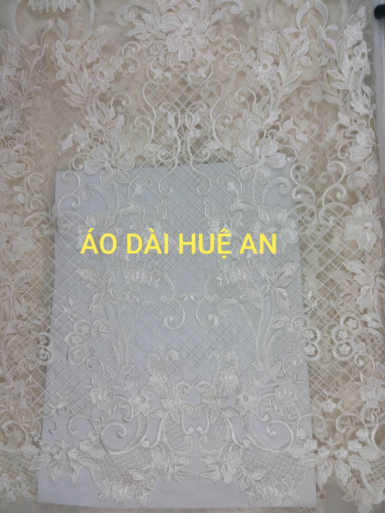Ren lưới thêu chỉ lụa may áo dài, váy đầm, tỉa hoa,... đơn vị tính 1m