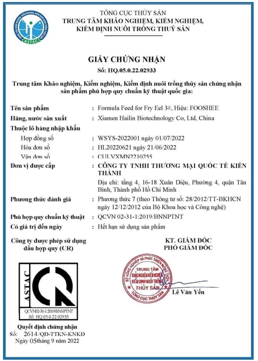 [Giá tốt] (lẻ) Cám Cá Chình FOOSHEE 55 đạm - lẻ 1kg