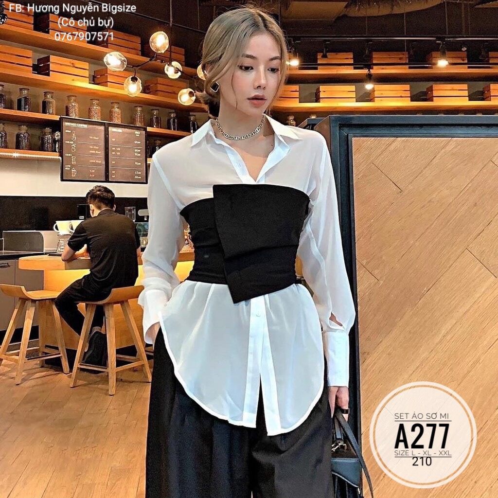 60-90kg bigsize set áo sơ mi kèm áo ống a277