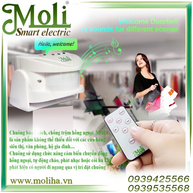 Moli báo khách báo trộm cảm ứng có dây nguồn