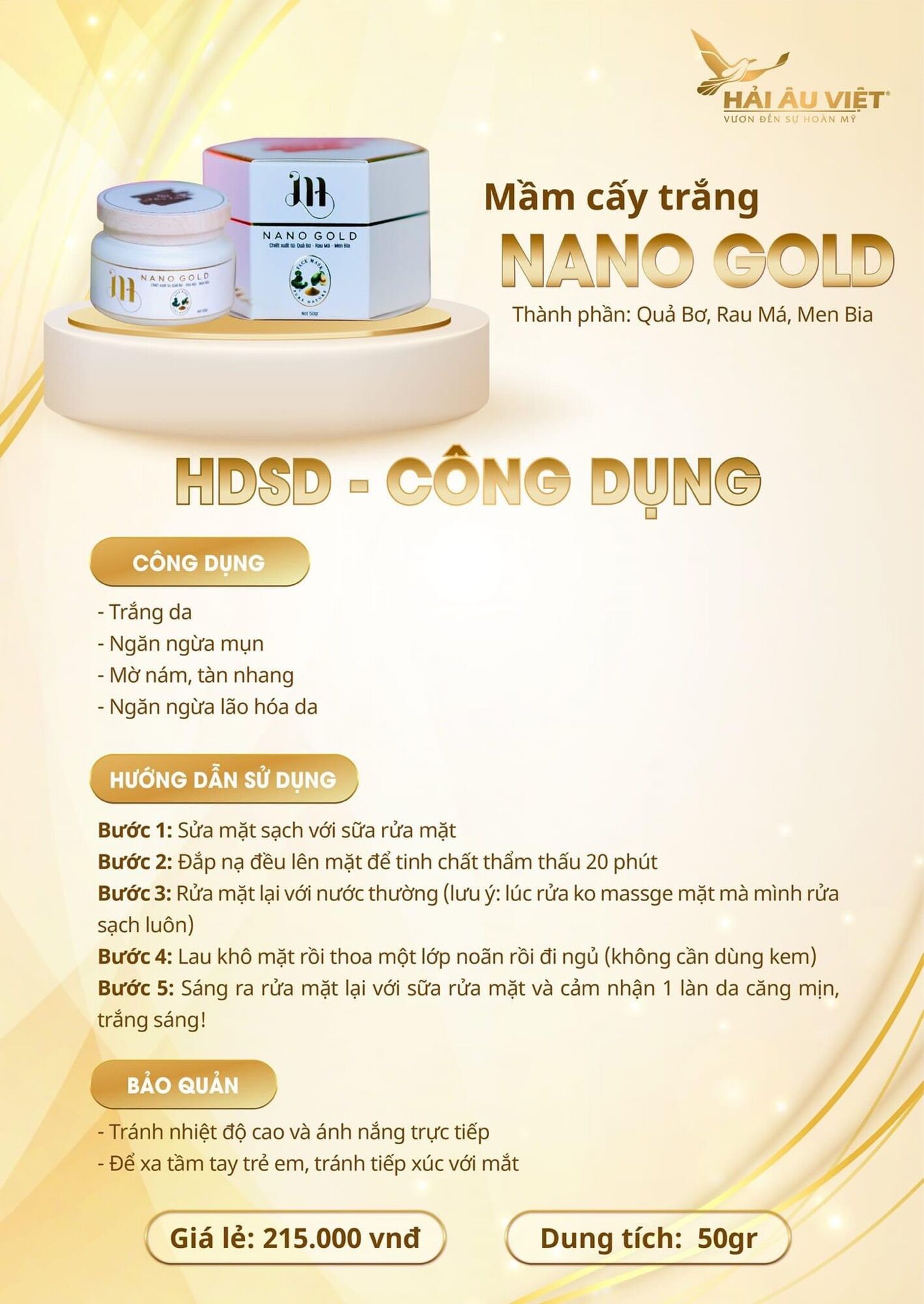 MẶT NẠ BƠ cấy trắng da