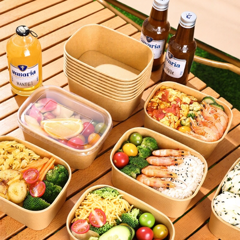 Hộp Giấy Dùng Một Lần Có Nắp cho Du Lịch và Dã Ngoại 1L*12 Bộ