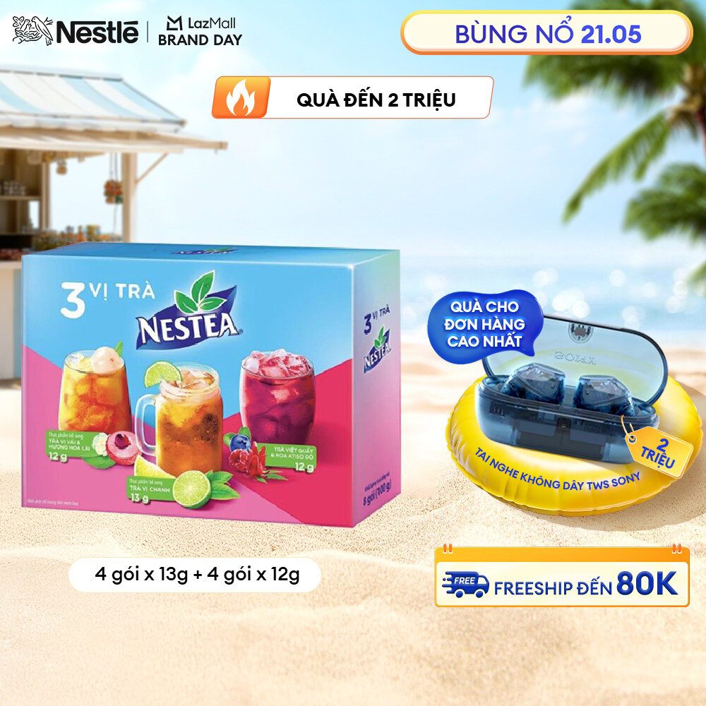[ƯU ĐÃI THÁNG 5] Trà NESTEA Mix vị vị Chanh (4 gói x 13 g) + Trà NESTEA vị Vải và Hương Hoa Lài (2 gói x 1 g) + Trà NESTEA Việt quất và Hoa Atiso Đỏ (2 gói x 1 g)