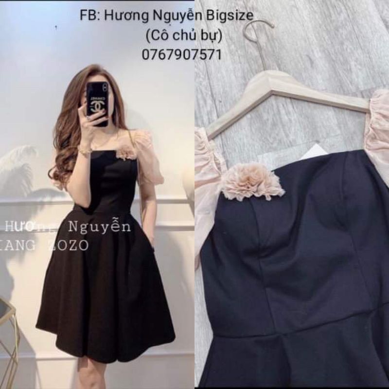 Bigsize Đầm Xoè Tay Voan có mút ngực