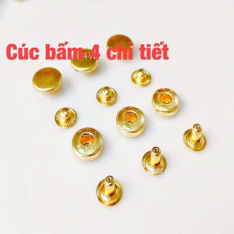 20 chiếc cúc bấm 4 chi tiết màu vàng đồng bấm cúc áo khoác áo da xịn