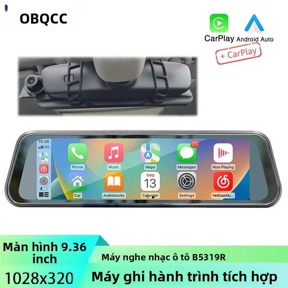 Gương Chiếu Hậu Màn Hình Cảm Ứng BQCC 2.4 Inch, Hỗ Trợ Không Dây Android AUTO, CarPlay, Mirrorlink, Bluetooth, Nghe Nhạc TF, Tích Hợp Camera Lùi