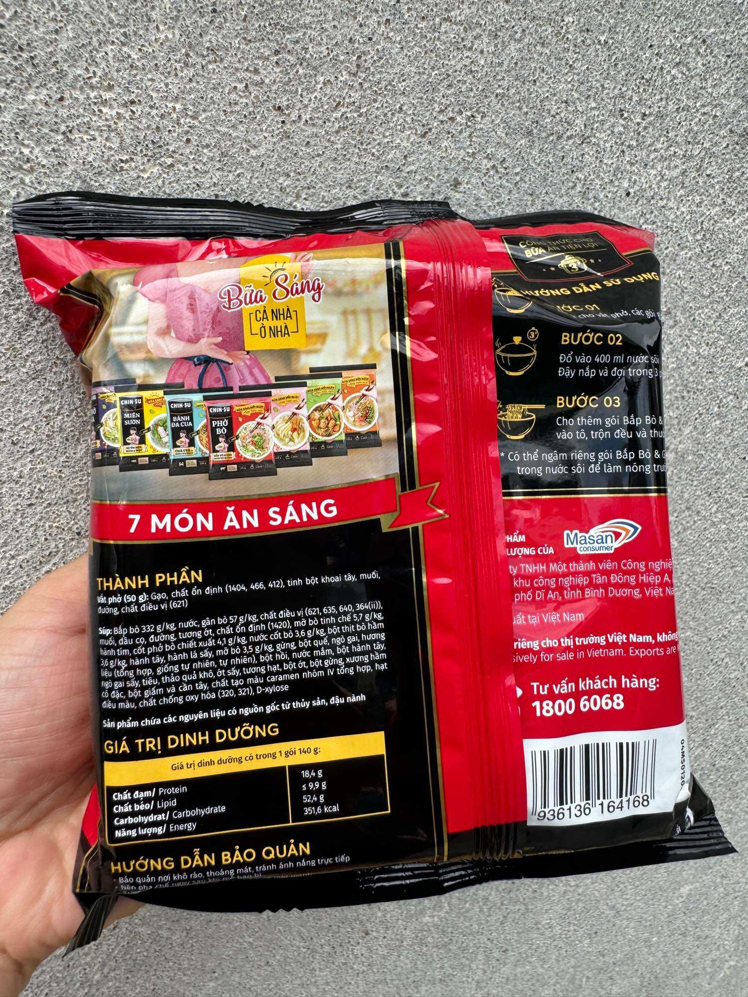 Phở Bò Chinsu Gói 132G (Có Thịt Thật)