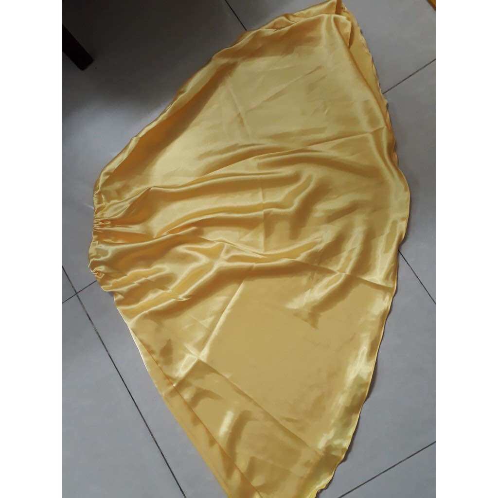 Váy ngắn 60cm phi bóng mặc áo dài cách tân lưng thun-freesize
